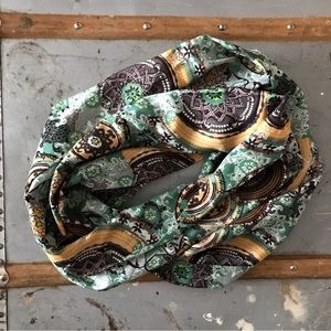 Gold & Green infinity scarf.